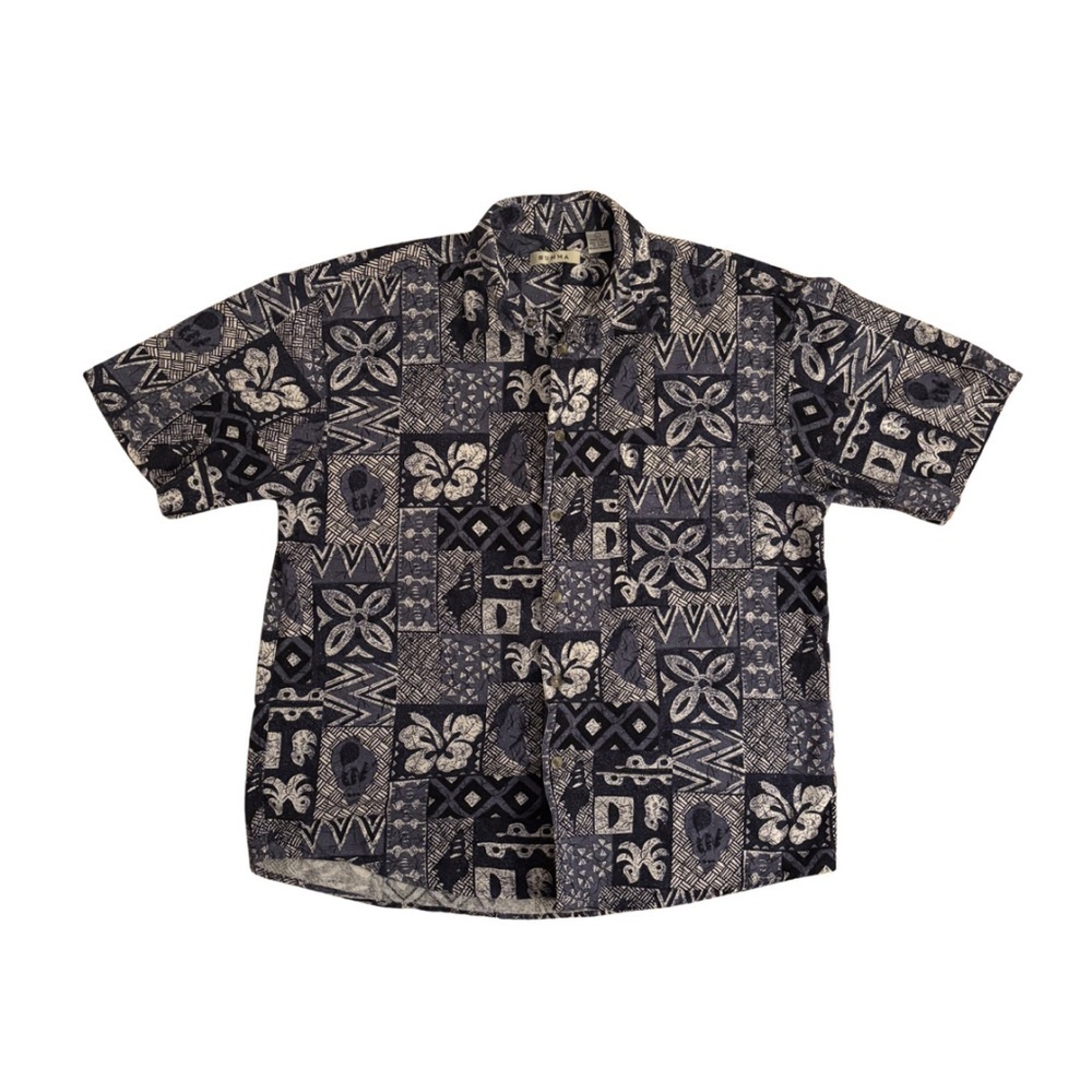 Summa Silk Navy and White Patterned Vacay Shirt